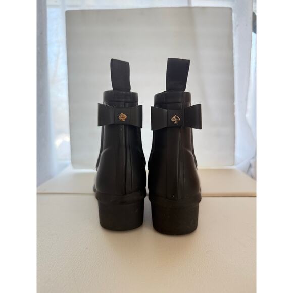 Kate Spade Rain Boot Ankle Chelsea Black Low Block Heel Pull On 6 - Picture 3 of 10